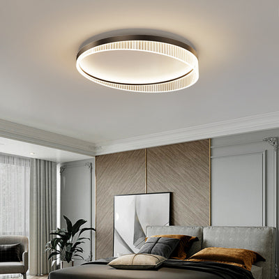 Plafonnier LED moderne minimaliste rond cadre en fer abat-jour en acrylique pour chambre 