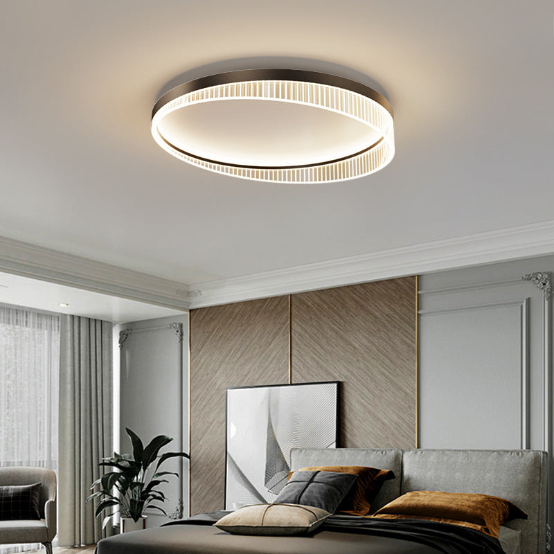 Plafonnier LED moderne minimaliste rond cadre en fer abat-jour en acrylique pour chambre 