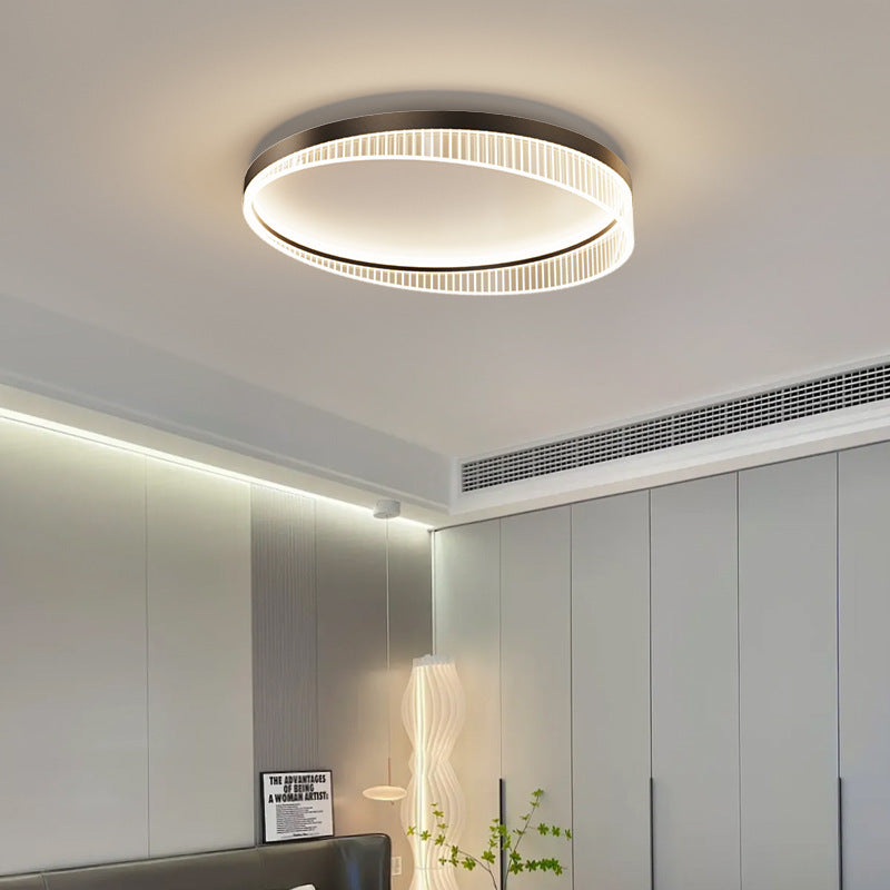 Plafonnier LED moderne minimaliste rond cadre en fer abat-jour en acrylique pour chambre 
