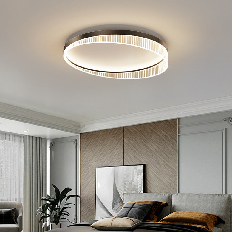 Plafonnier LED moderne minimaliste rond cadre en fer abat-jour en acrylique pour chambre 