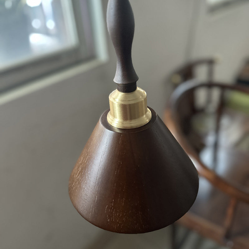 Contemporary Retro Round Cone Wood 1-Light Pendant Light For Living Room
