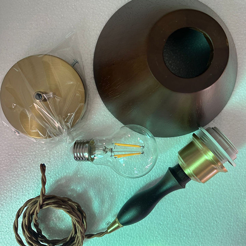 Zeitgenössische Retro Runde Kegel Holz 1-Licht Pendelleuchte Für Wohnzimmer 