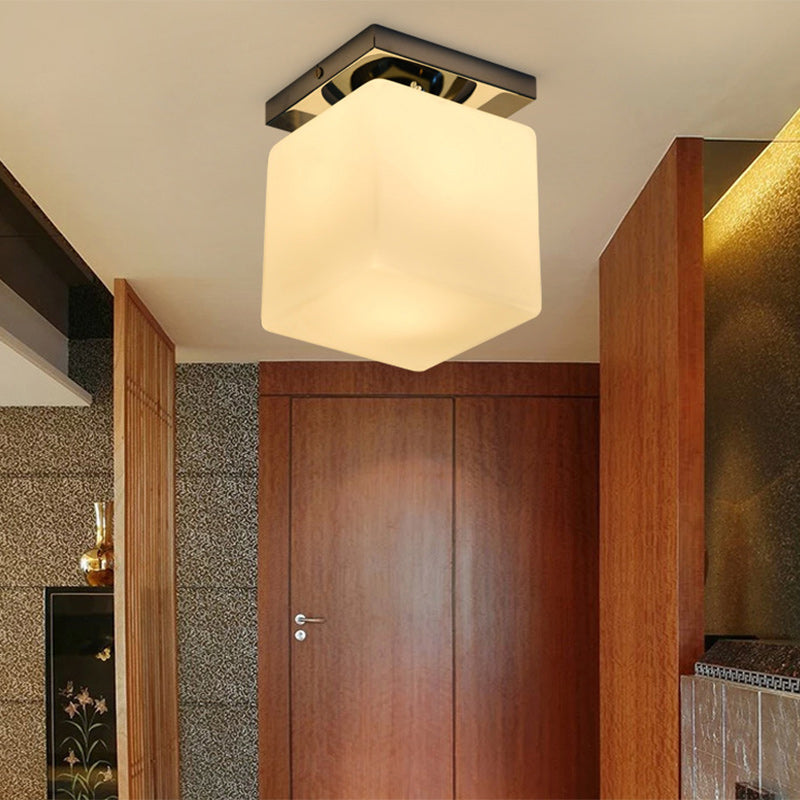 Moderner minimalistischer quadratischer Metallfuß Glas Schirm 1-Licht Deckenleuchte für das Wohnzimmer 
