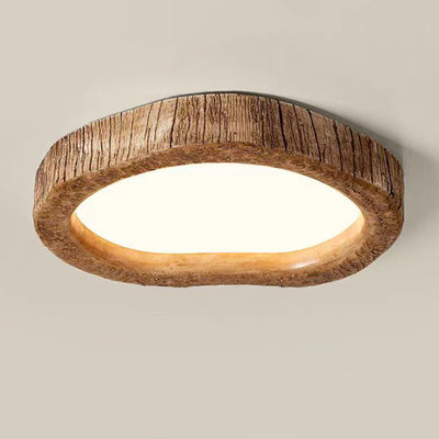 Contemporary Creative Love Wood Grain Resin Acrylic LED Flush Mount Ceiling Light For Bedroom
