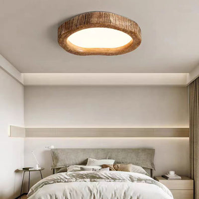 Contemporary Creative Love Wood Grain Resin Acrylic LED Flush Mount Ceiling Light For Bedroom