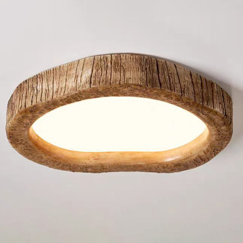 Contemporary Creative Love Wood Grain Resin Acrylic LED Flush Mount Ceiling Light For Bedroom