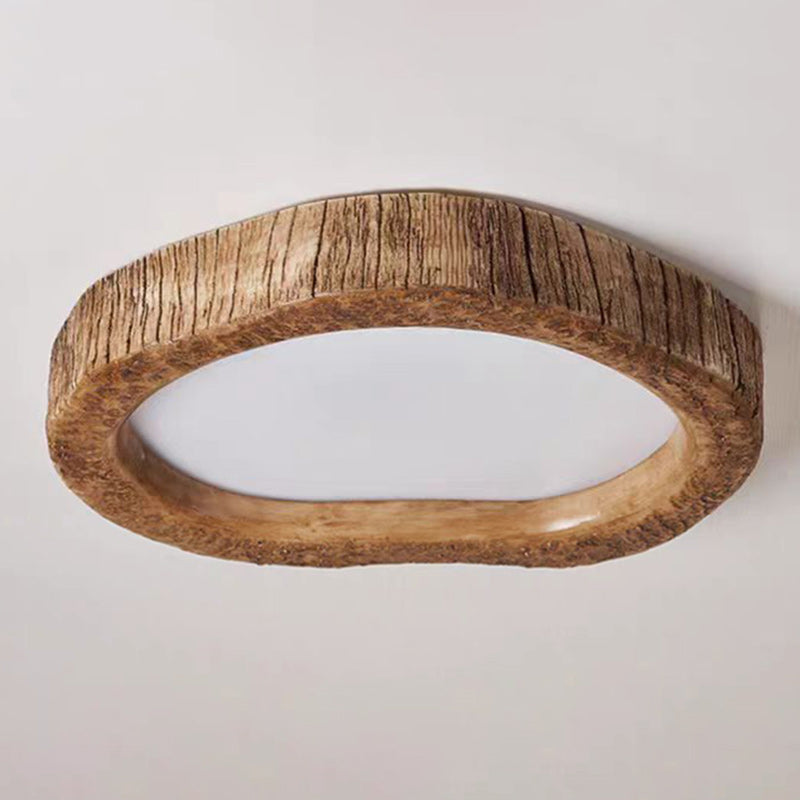Contemporary Creative Love Wood Grain Resin Acrylic LED Flush Mount Ceiling Light For Bedroom