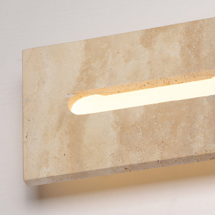Modern Minimalist Outdoor Indoor Rectangle Yellow Travertine Frame Acrylic Shade LED Wall Sconce Lamp For Living Room
