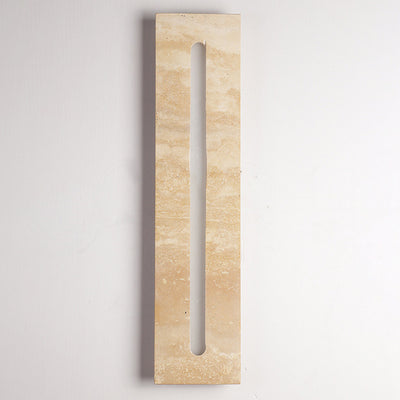 Moderne minimalistische Außen- und Innen-Wandleuchte mit rechteckigem gelbem Travertinrahmen und Acrylschirm für das Wohnzimmer 
