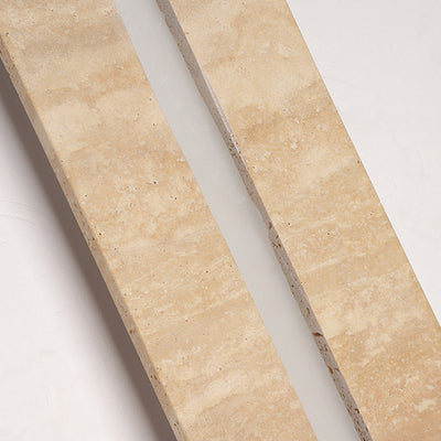 Moderne minimalistische Außen- und Innen-Wandleuchte mit rechteckigem gelbem Travertinrahmen und Acrylschirm für das Wohnzimmer 