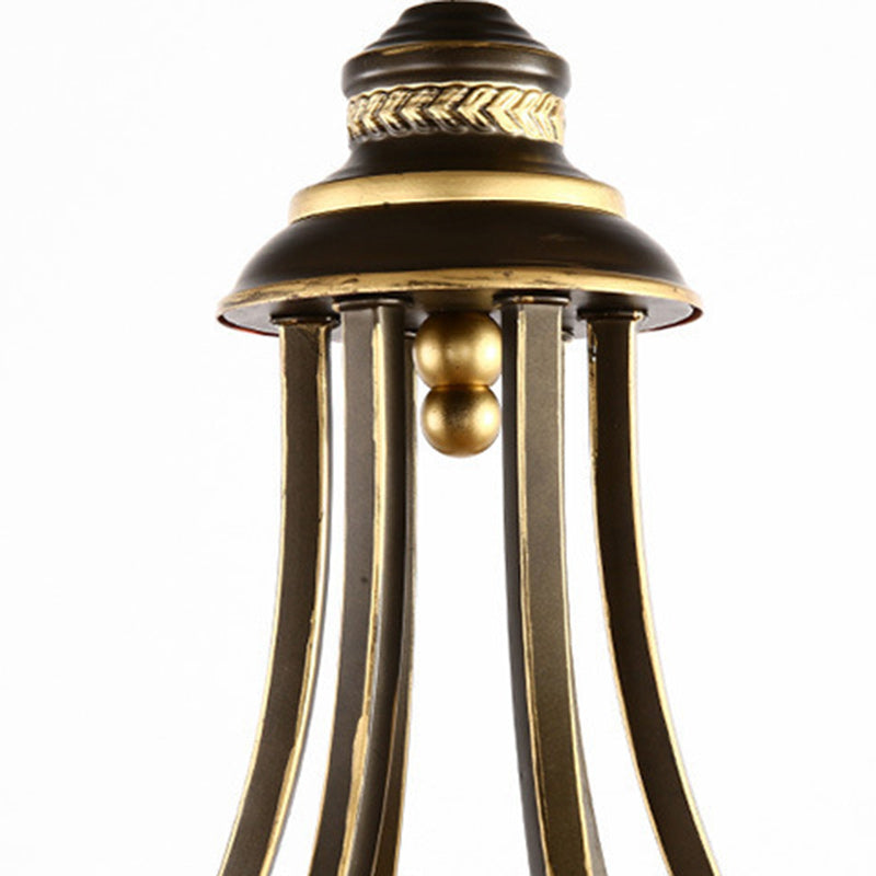 Traditionnel Rustique Branche Tige Courbée Forme de Tasse Dôme Cadre en Métal Abat-jour en Verre Lustre à 3/6/8 Lumières Pour Salon 
