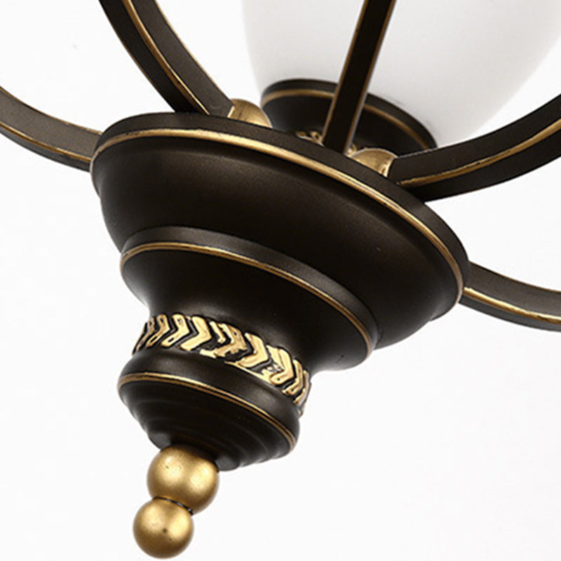 Traditional Rustic Branch Curved Rod Cup Shape Domed Hardware Frame Glass Shade 3/6/8 Light Chandelier For Living Room