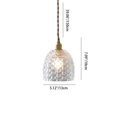 Contemporary Retro Round Square Cup Shape Iron Glass Shade 1-Light Pendant Light For Living Room