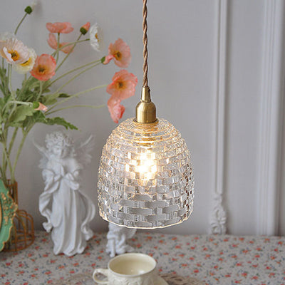 Contemporary Retro Round Square Cup Shape Iron Glass Shade 1-Light Pendant Light For Living Room