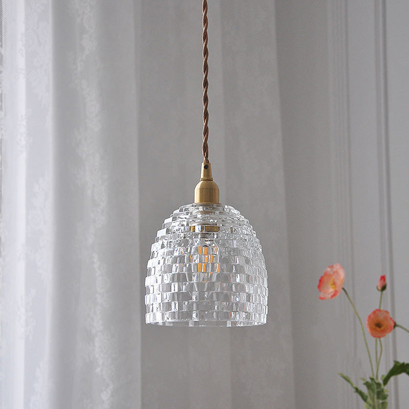 Contemporary Retro Round Square Cup Shape Iron Glass Shade 1-Light Pendant Light For Living Room