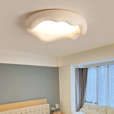 Contemporary Creative Round Iceberg Shape Wave Iron Resin Acrylic Shade LED Flush Mount Ceiling Light For Bedroom