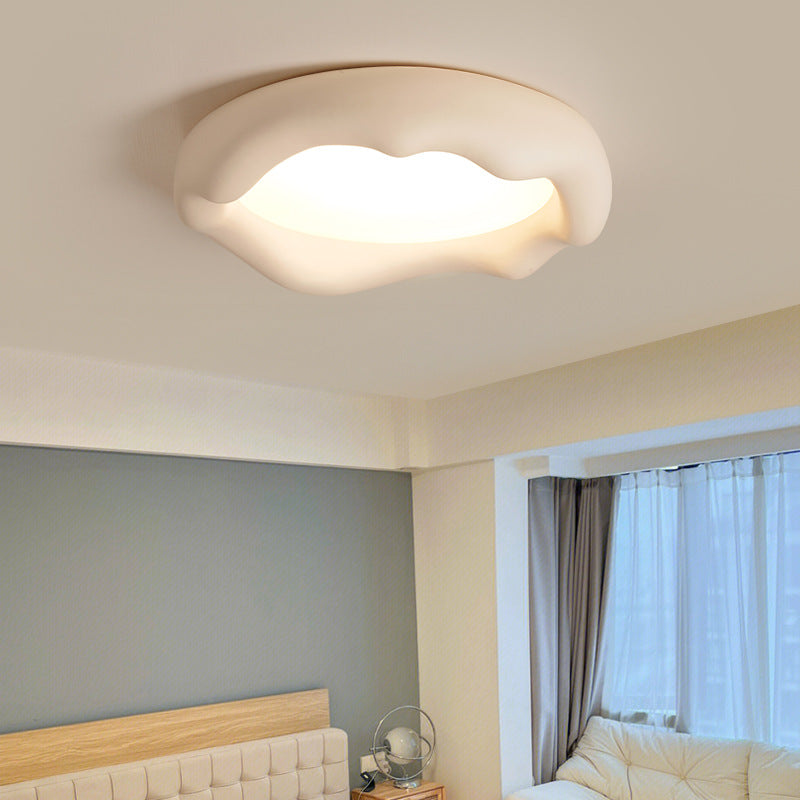 Contemporary Creative Round Iceberg Shape Wave Iron Resin Acrylic Shade LED Flush Mount Ceiling Light For Bedroom