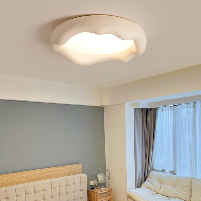 Contemporary Creative Round Iceberg Shape Wave Iron Resin Acrylic Shade LED Flush Mount Ceiling Light For Bedroom