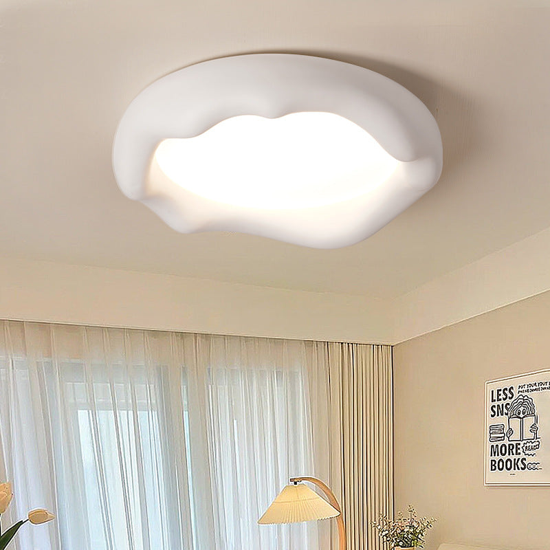 Contemporary Creative Round Iceberg Shape Wave Iron Resin Acrylic Shade LED Flush Mount Ceiling Light For Bedroom