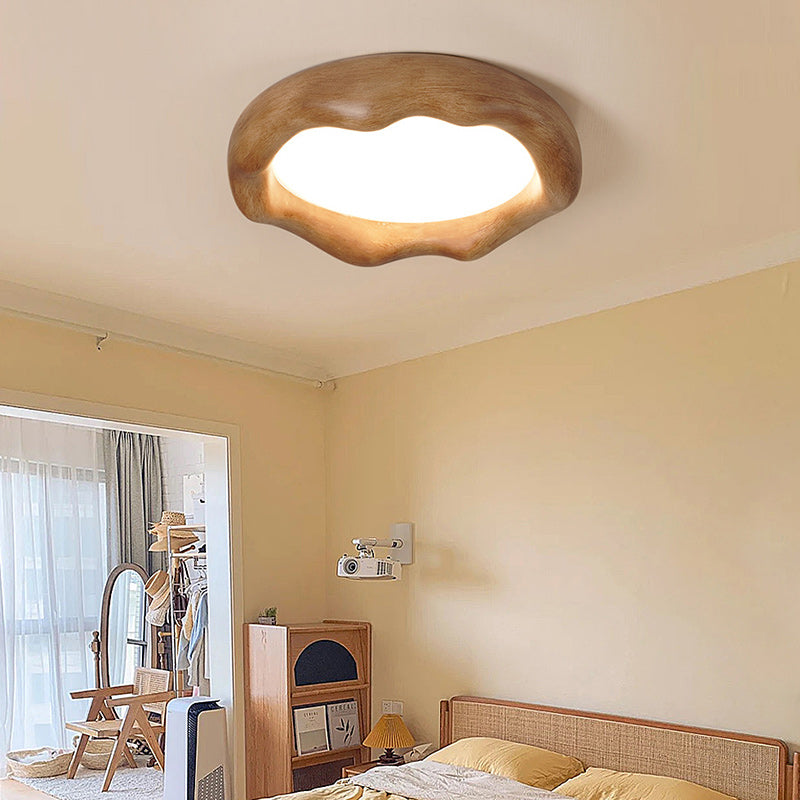 Contemporary Creative Round Iceberg Shape Wave Iron Resin Acrylic Shade LED Flush Mount Ceiling Light For Bedroom