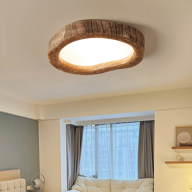 Contemporary Creative Round Iceberg Shape Wave Iron Resin Acrylic Shade LED Flush Mount Ceiling Light For Bedroom