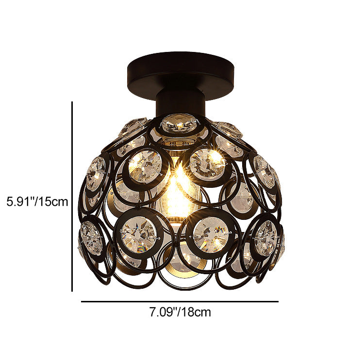 Contemporary Nordic Dome Circle Combination Iron Aluminum Frame 1-Light Semi-Flush Mount Ceiling Light For Living Room