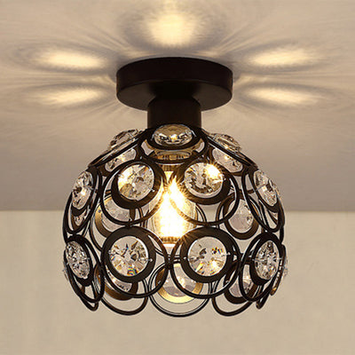 Contemporary Nordic Dome Circle Combination Iron Aluminum Frame 1-Light Semi-Flush Mount Ceiling Light For Living Room
