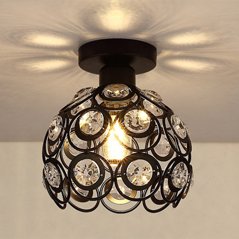 Contemporary Nordic Dome Circle Combination Iron Aluminum Frame 1-Light Semi-Flush Mount Ceiling Light For Living Room