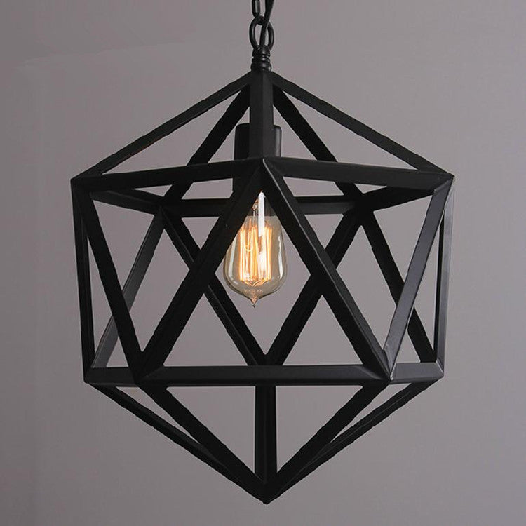 Suspension contemporaine géométrique polygonale en fer à 1 lumière pour salon 