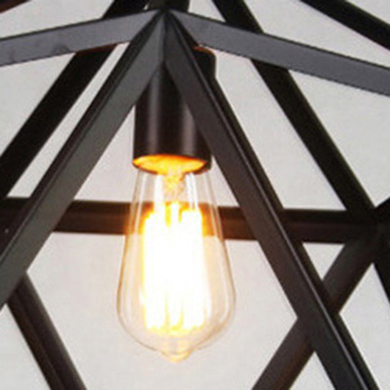 Suspension contemporaine géométrique polygonale en fer à 1 lumière pour salon 