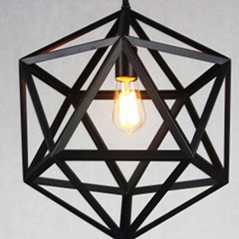 Suspension contemporaine géométrique polygonale en fer à 1 lumière pour salon 