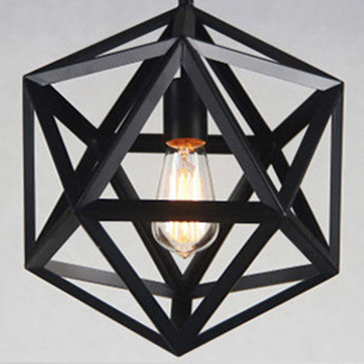 Suspension contemporaine géométrique polygonale en fer à 1 lumière pour salon 