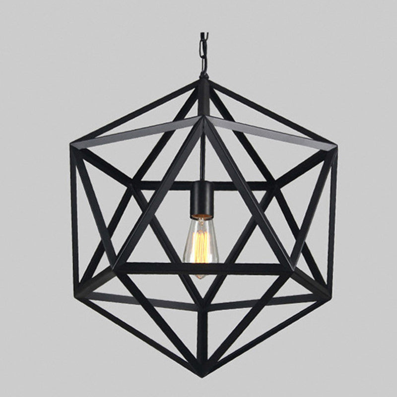 Suspension contemporaine géométrique polygonale en fer à 1 lumière pour salon 