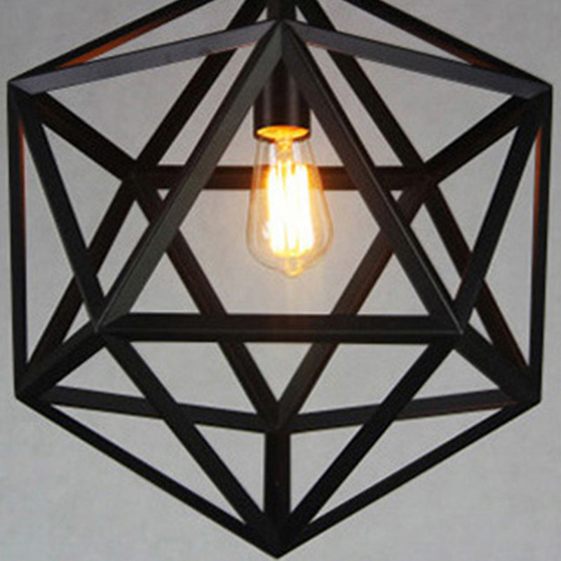 Suspension contemporaine géométrique polygonale en fer à 1 lumière pour salon 