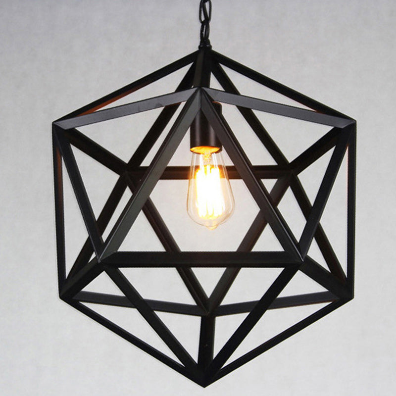 Suspension contemporaine géométrique polygonale en fer à 1 lumière pour salon 