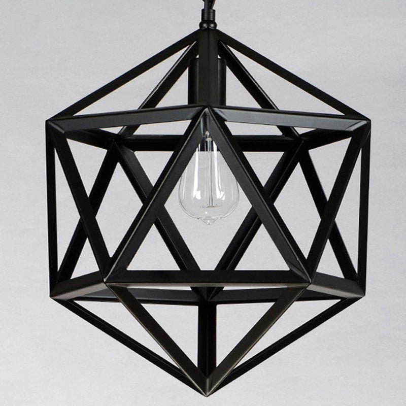 Suspension contemporaine géométrique polygonale en fer à 1 lumière pour salon 