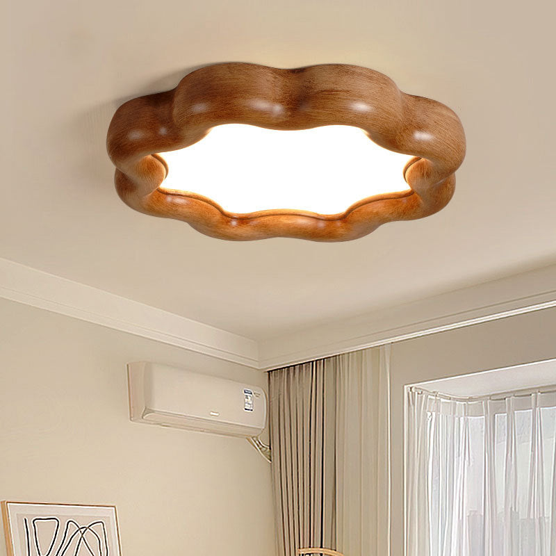 Contemporary Creative Plum Blossom Iron Resin Frame Acrylic Shade LED Flush Mount Ceiling Light For Living Room