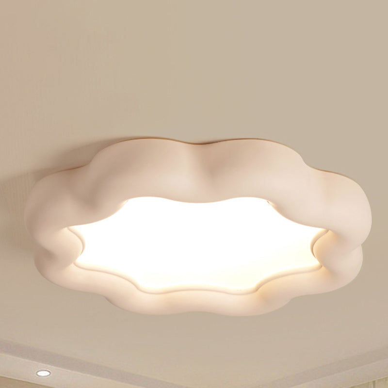Contemporary Creative Plum Blossom Iron Resin Frame Acrylic Shade LED Flush Mount Ceiling Light For Living Room