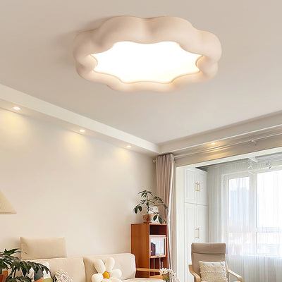 Contemporary Creative Plum Blossom Iron Resin Frame Acrylic Shade LED Flush Mount Ceiling Light For Living Room