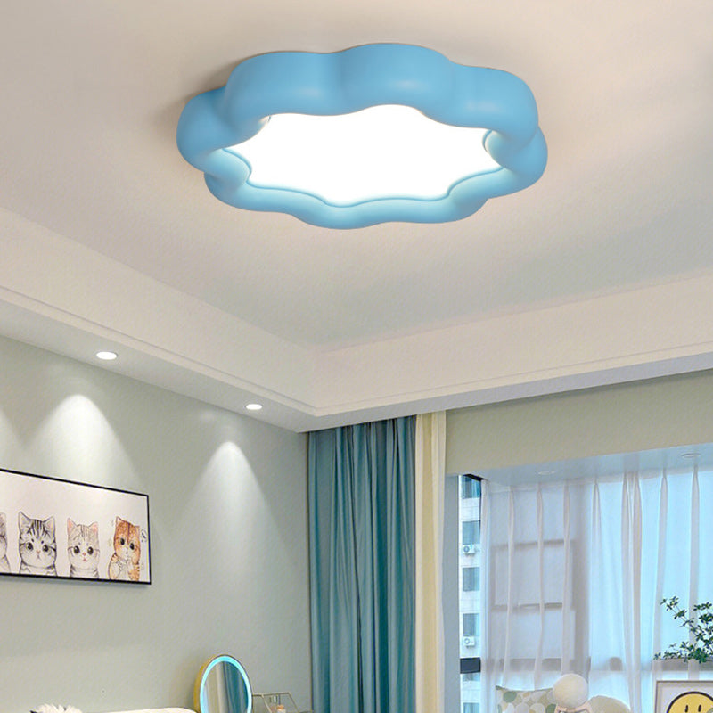 Contemporary Creative Plum Blossom Iron Resin Frame Acrylic Shade LED Flush Mount Ceiling Light For Living Room