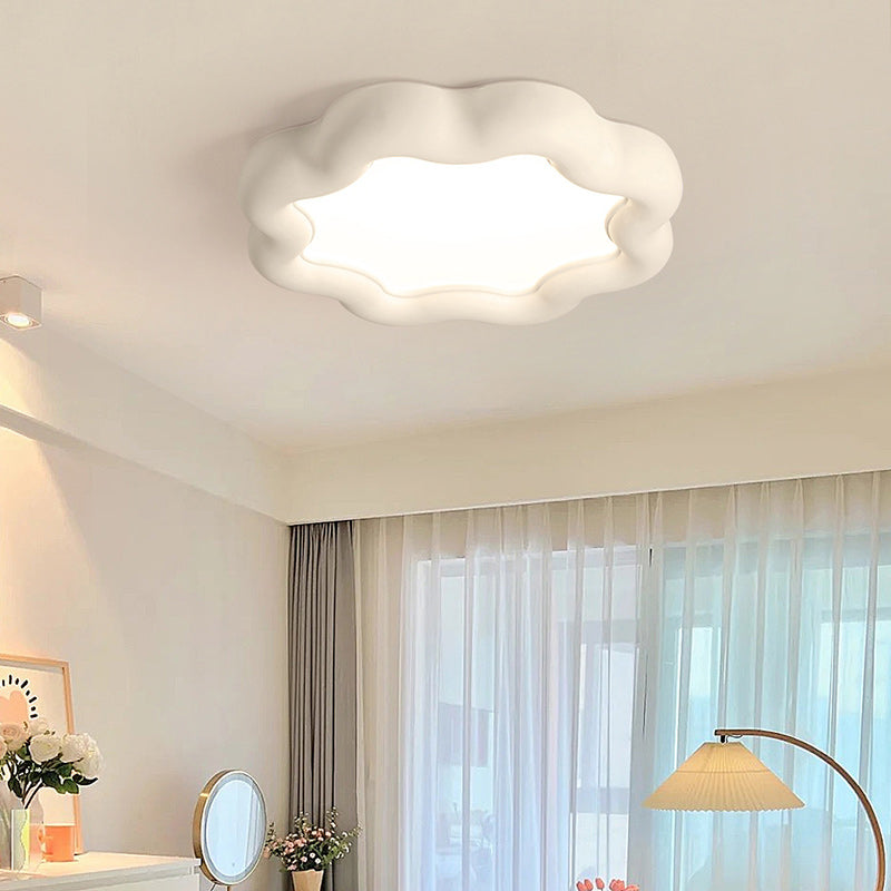 Contemporary Creative Plum Blossom Iron Resin Frame Acrylic Shade LED Flush Mount Ceiling Light For Living Room
