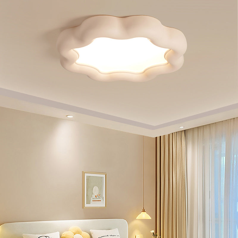 Contemporary Creative Plum Blossom Iron Resin Frame Acrylic Shade LED Flush Mount Ceiling Light For Living Room