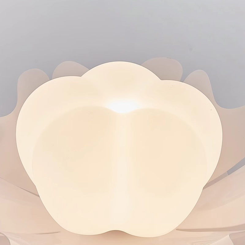 Contemporary Creative Flower Pumpkin Shape Hardware Frame Acrylic Shade 1-Light Flush Mount Ceiling Light For Living Room