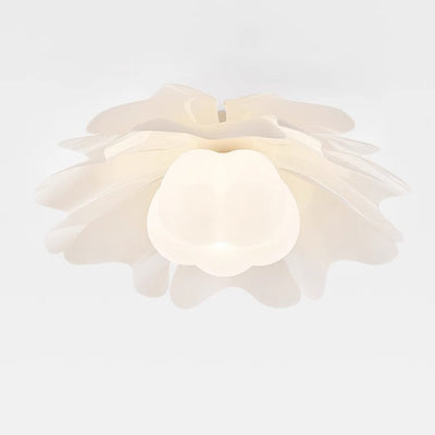 Contemporary Creative Flower Pumpkin Shape Hardware Frame Acrylic Shade 1-Light Flush Mount Ceiling Light For Living Room