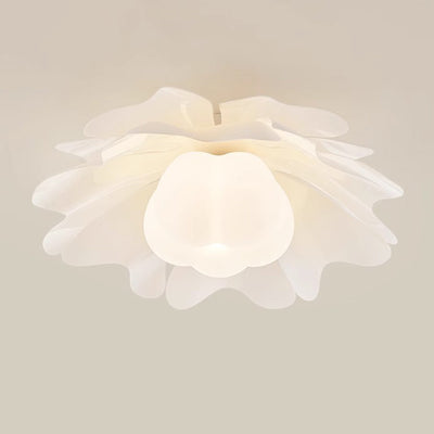 Contemporary Creative Flower Pumpkin Shape Hardware Frame Acrylic Shade 1-Light Flush Mount Ceiling Light For Living Room