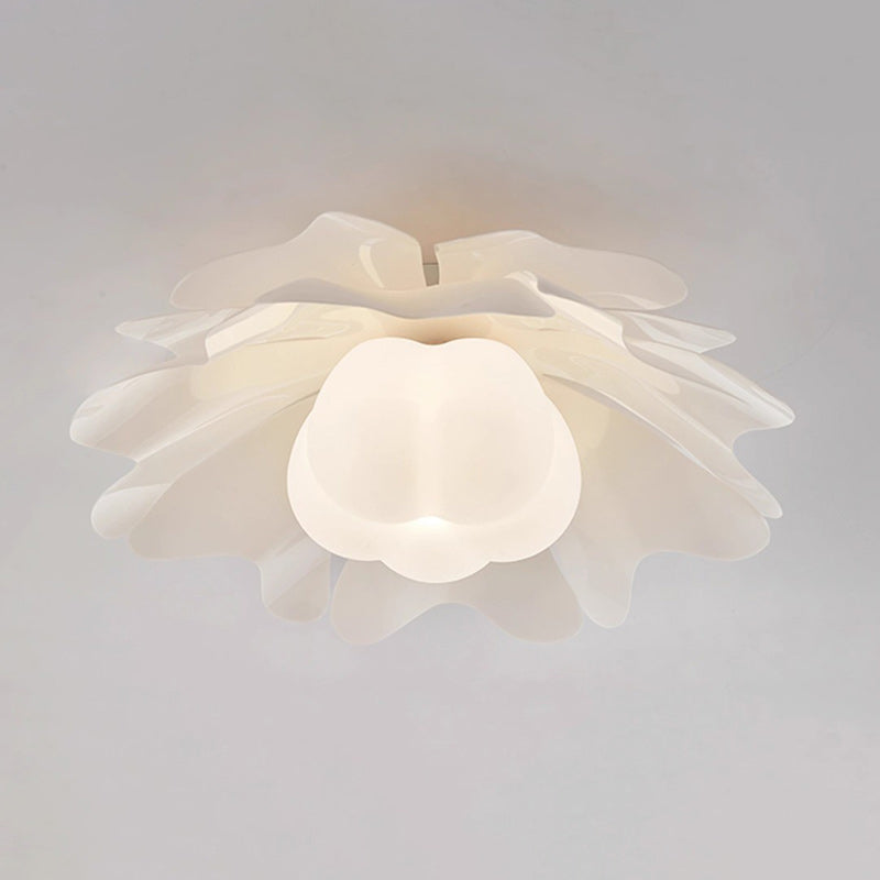 Contemporary Creative Flower Pumpkin Shape Hardware Frame Acrylic Shade 1-Light Flush Mount Ceiling Light For Living Room