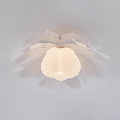 Contemporary Creative Flower Pumpkin Shape Hardware Frame Acrylic Shade 1-Light Flush Mount Ceiling Light For Living Room
