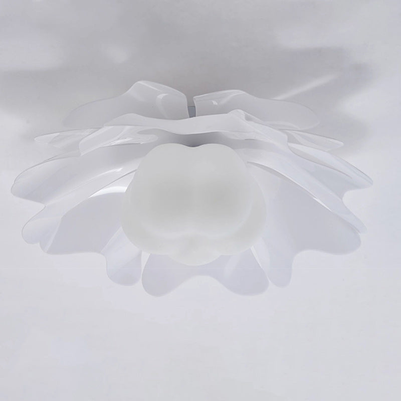 Contemporary Creative Flower Pumpkin Shape Hardware Frame Acrylic Shade 1-Light Flush Mount Ceiling Light For Living Room