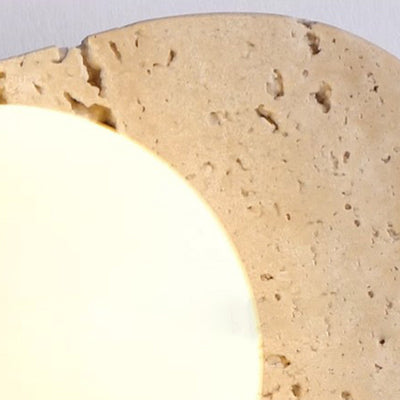Traditional Japanese Rectangle Round Globe Yellow Travertine Glass Shade 1/2/3 Light Wall Sconce Lamp For Living Room