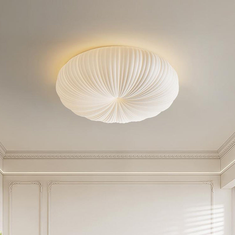 Plafonnier LED moderne en fer rayé rond crème créatif contemporain avec abat-jour en acrylique pour chambre 